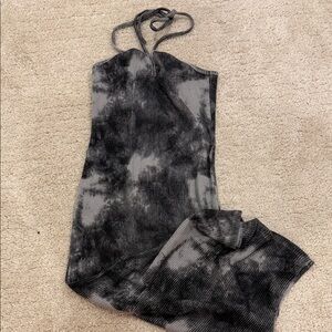 Zara Black and Gray Tie-Dye Halter Dress